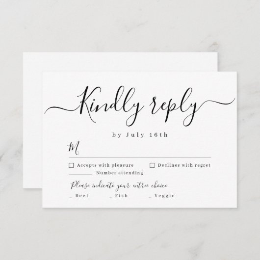 Mariage de script simple et élégant moderne RSVP (Devant / Derrière)