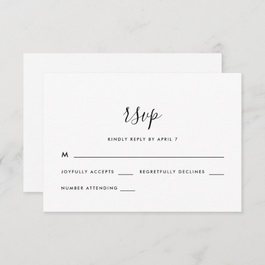 Mariage De Script Simple Et Moderne Rsvp (Devant / Derrière)