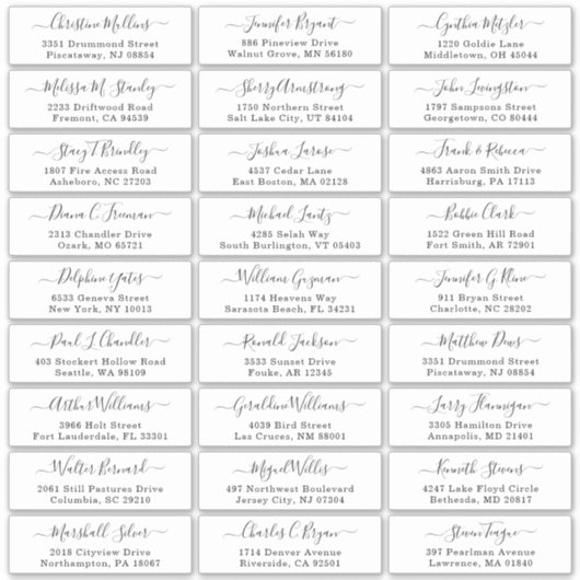 Mariage de script simple Étiquettes de adresse inv (Devant)