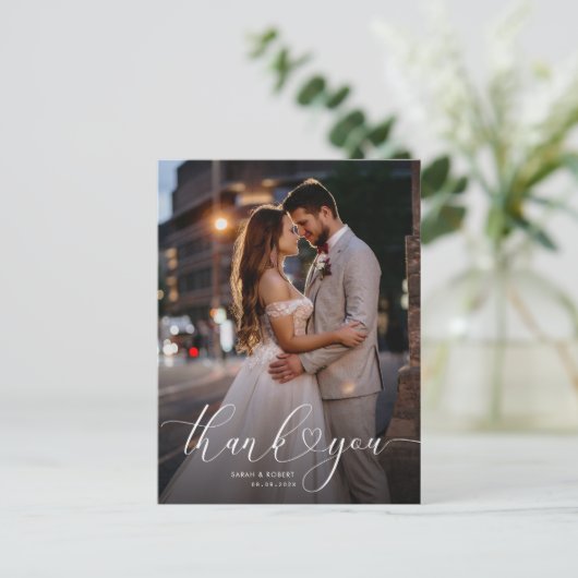 mariage de script unique merci carte photo (Debout devant)