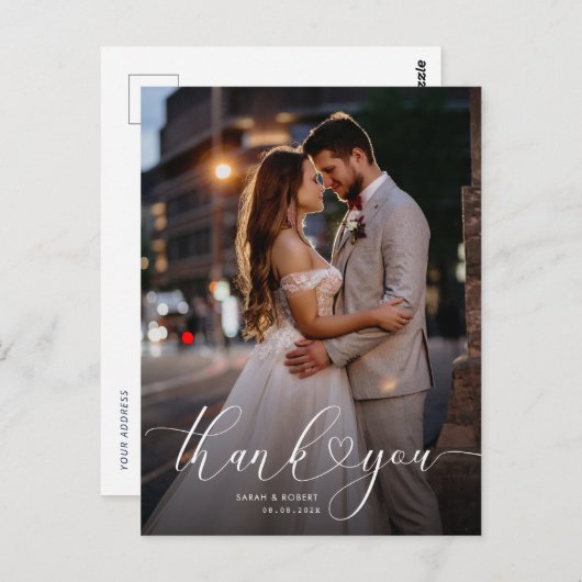 mariage de script unique merci carte photo (Devant / Derrière)