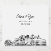 Mariage de Seattle Étiquette de champagne personna (Étiquettes simples)