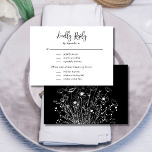 Mariage de sélection du menu Fleur sauvage noir bl