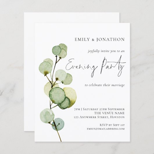 Mariage de soirée aux feuilles aquarelles bon marc (Devant / Derrière)