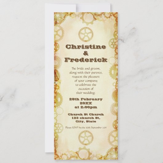 Mariage de Steampunk, 4"" invitation x9.25 (Devant)