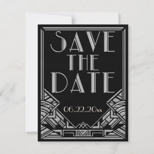 Mariage de style Art déco, Save the Date (Devant)