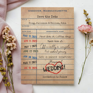 Mariage de style carte de prêt de bibliothèque vin