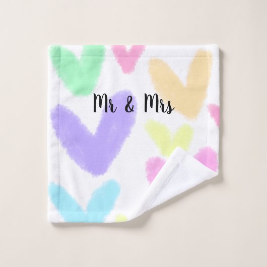 Mariage de style de texte simple au coeur M & mrs (Gant de toilette)