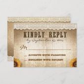 mariage de style rustique brun RSVP avec dentelle (Devant / Derrière)