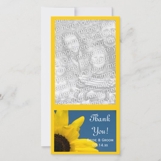 Mariage de Sunflower Blue Sky Carte photo Merci (Devant)