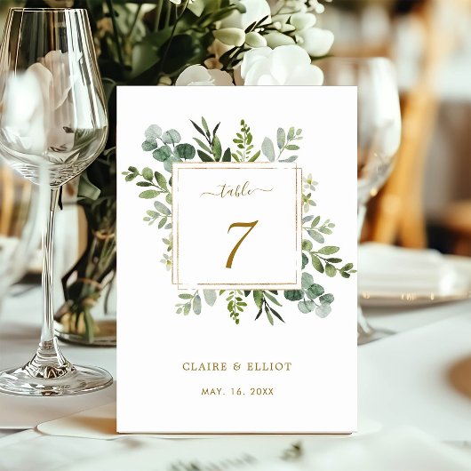 Mariage de table Botanical Gold Greenery Carte