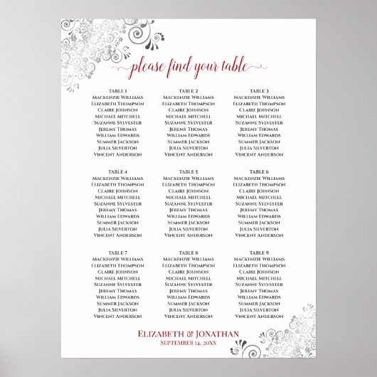 Mariage de table Frilly 9 Tableau Plat blanc & rou (Devant)