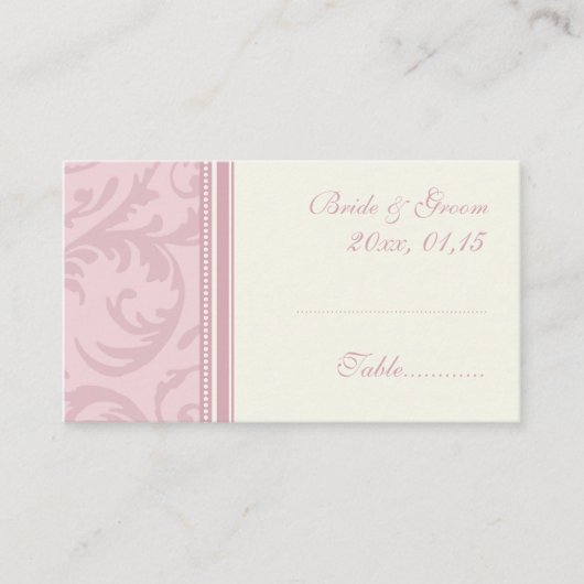 Mariage de table rose et crème Placer les cartes d (Devant)