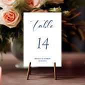 Mariage de texte bleu simple Dusty Numéro de table