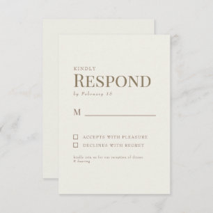 Mariage de texte en or à la crème simple RSVP