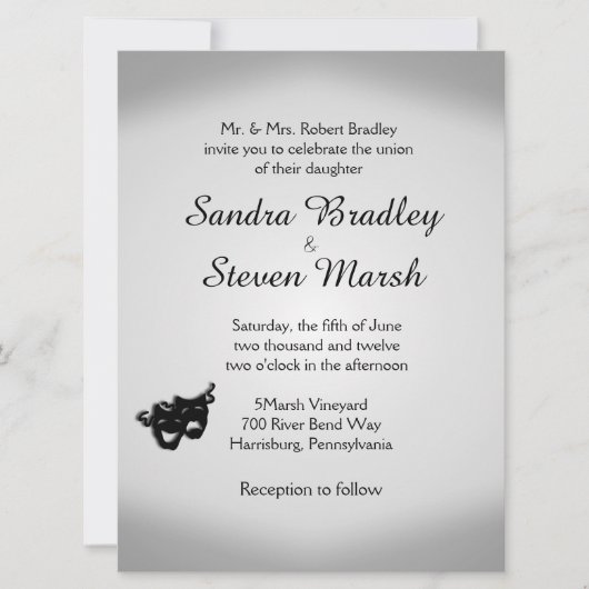 Mariage de théâtre Invitation Argent (Devant)