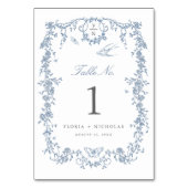 Mariage de toile bleue Numéro de table Carte Chino (Dos)