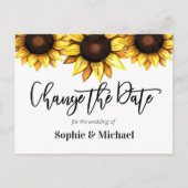 Mariage de tournesol Changer la date Invitation (Devant)