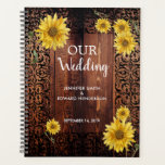 Mariage de tournesol en bois foncé vintage rustiqu<br><div class="desc">Wedding planner de tournesol rustique vintage en bois foncé.
Ajoutez votre propre texte,  nom et date pour le personnaliser.
Design rustique.</div>