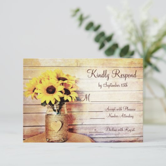 Mariage de tournesol Mason Jar Wrapped Twine RSVP (Debout devant)