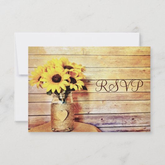 Mariage de tournesol Mason Jar Wrapped Twine RSVP (Dos)