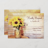 Mariage de tournesol Mason Jar Wrapped Twine RSVP (Devant / Derrière)