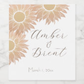 Mariage de tournesol moderne Étiquette de vin pers (Étiquettes simples)
