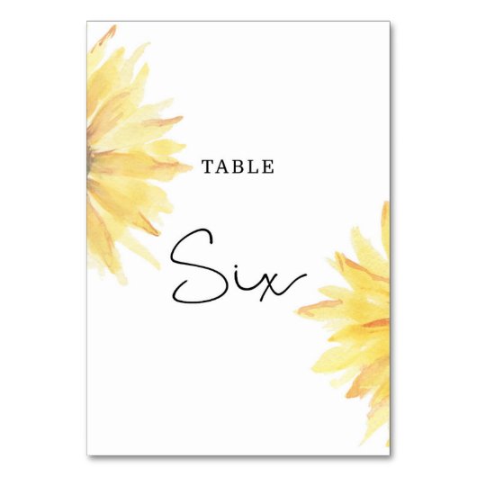 Mariage de tournesol Numéro de table Six (Dos)