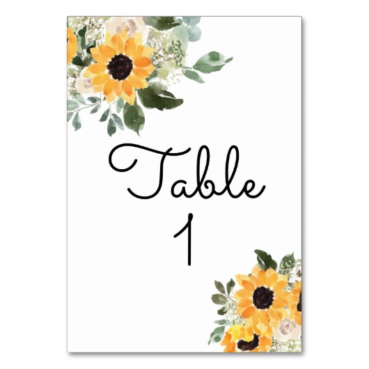 Mariage de tournesol rustique Numéro de table (Dos)