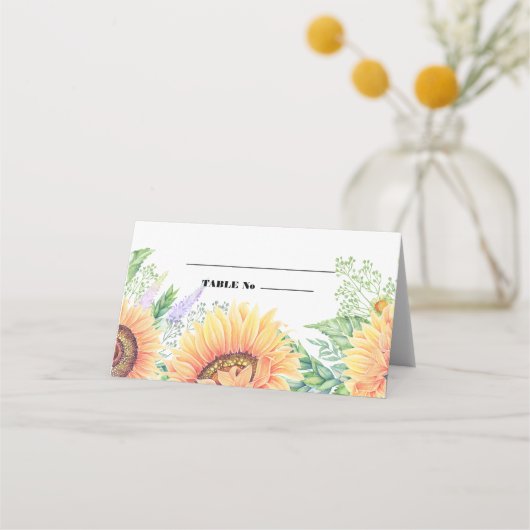 Mariage de tournesol rustique Table Place Cartes (Devant)