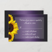 Mariage de tournesol violet et jaune RSVP (Devant / Derrière)
