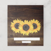 Mariage de tournesols Cartes de place Bois rustiqu (Extérieur déplié)