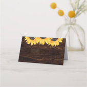 Mariage de tournesols Cartes de place Bois rustiqu (Dos)