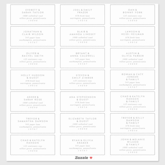 Mariage de typographie argenté chic Étiquette de a (Feuille)