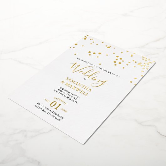 Mariage de typographie blanc Invitation Foil (Rotation)