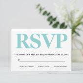 Mariage de typographie bleu et blanc Aqua RSVP (Debout devant)