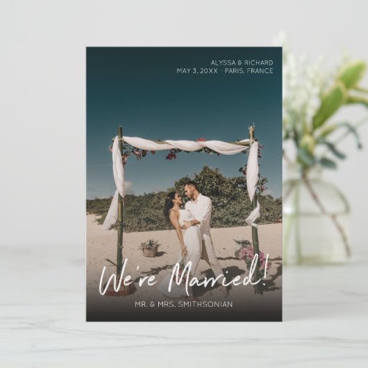 Mariage de typographie Faire-part verticale (Debout devant)