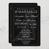 Mariage de typographie Invitation noire et blanche (Devant / Derrière)