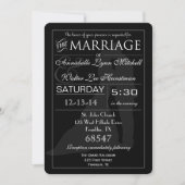 Mariage de typographie Invitation noire et blanche (Devant)