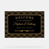 Mariage de ventilateur Art déco noir et or (Recto)