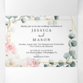 Mariage de verdure florale Invitations à trois vol (Intérieur au milieu)