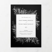 Mariage de verdure noir blanc triple invitation (Page de couverture)