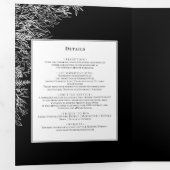 Mariage de verdure noir blanc triple invitation (Intérieur en premier)