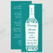 Mariage de vignoble dinant le menu (Devant / Derrière)