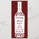 Mariage de vignoble dinant le menu (Devant)