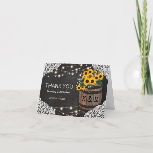 Mariage de vignoble rustique Merci | Guirlande lum (Devant)