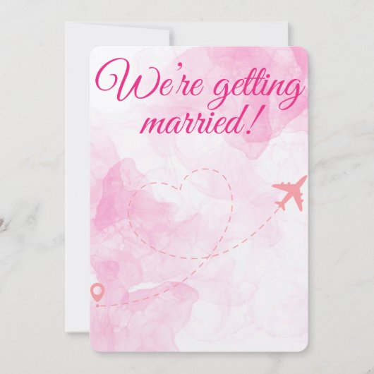 Mariage de voyage rose et invitation à la réceptio (Devant)