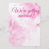 Mariage de voyage rose et invitation à la réceptio (Devant / Derrière)