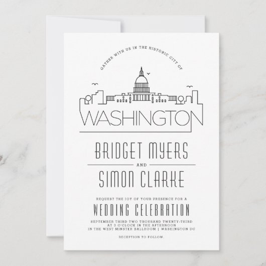 Mariage de Washington DC | Invitation Skyline styl (Devant)