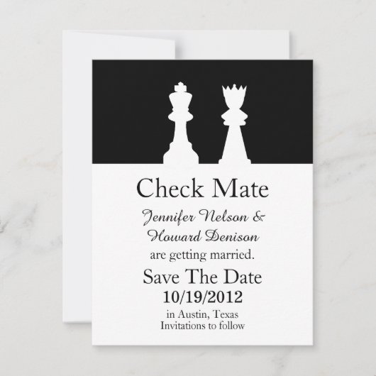 Mariage D'Échecs Enregistrer La Date Faire-part (Devant)